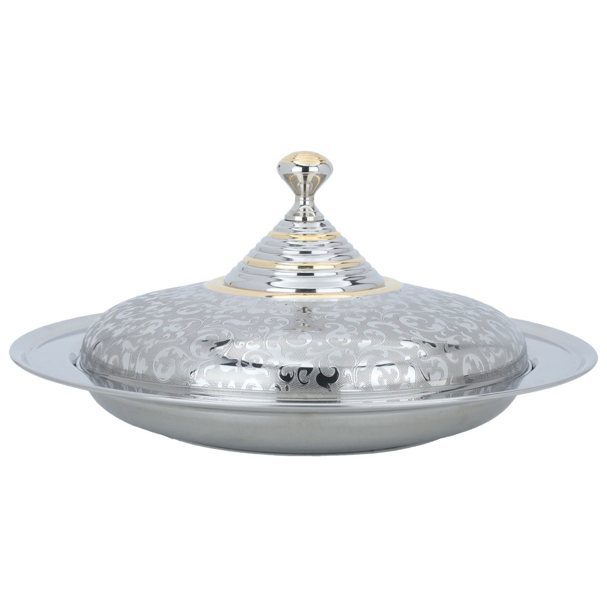 Gozy  Steel with Saif Gallery Engraved Cover, 40 cm, Round - Silver product image