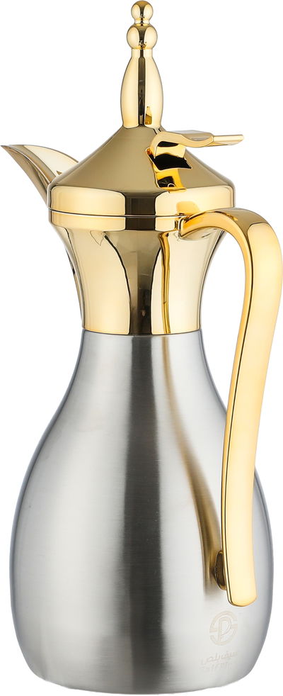 Alsaif plus Thermos in the shape of a Diwan Dallah, 0.75 liters, inner material: glass, pressure cap - silver Gold product image 2