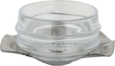 Al Saif Gallery Glass Serving Bowl, 13/9 cm, 2 pieces, Metal Base - Clear Silver product image 2
