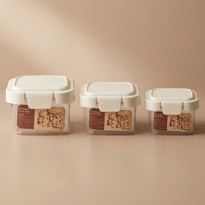طقم علب تخزين بلاستيك السيف غاليري، 3 قطع، مربع - شفاف كريمي product image