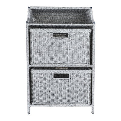 دولاب خوص وهج الماسة، 42×32×69 سم، درجين - رمادي فاتح product image 2