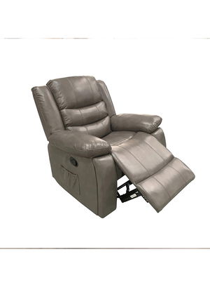 كرسي استرخاء خشب باك كومفورت، 92×102×98 سم، خامة خارجية جلد - رمادي product image 2