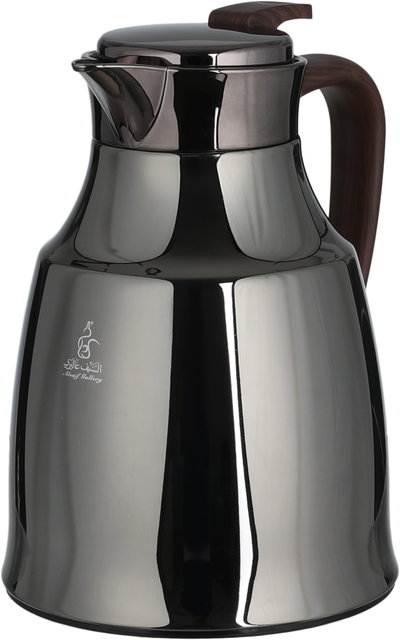 Al Saif GalleryAl-Diriyah Thermos, 0.5 Liter, Glass Inner Container, Stainless Steel Outer Body, Self-Service, Push-Button - Glossy Black Dark Wood product image 4