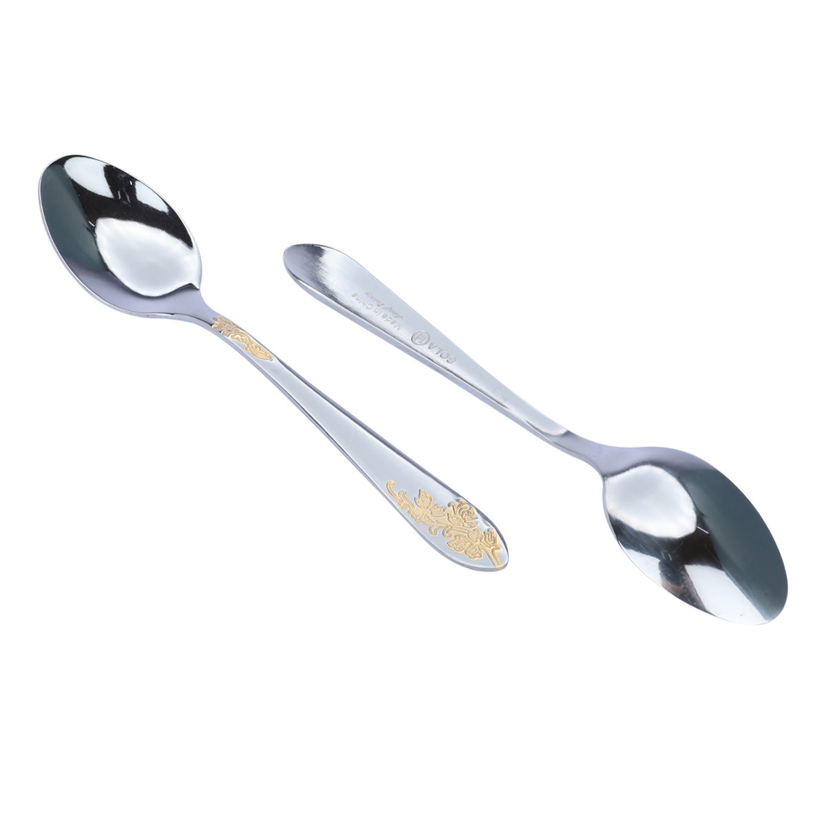 طقم ملاعق شاي استيل السيف غاليري، 6 قطع - فضي بنقش مذهب product image 3