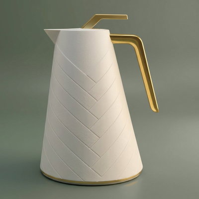 ترمس جلوري، 1 لتر، حافظة داخلية زجاج - ابيض ذهبي product image 1