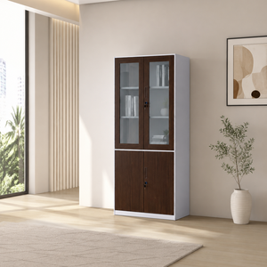 دولاب ملفات معدن، 185×90×40 سم - بني ابيض product image