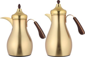 Al Saif Gallery Sama Thermos Set, 0.7/1 Liter, 2 Pieces, Inner Glass Container, Stainless Steel Outer Body - Gold product image 2