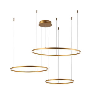 Meshkati modern chandelier, 3 circular rings, 3000 Kelvin, 75 watts, 60 x 80 x 100 cm, acrylic aluminum, LED - gold product image 2
