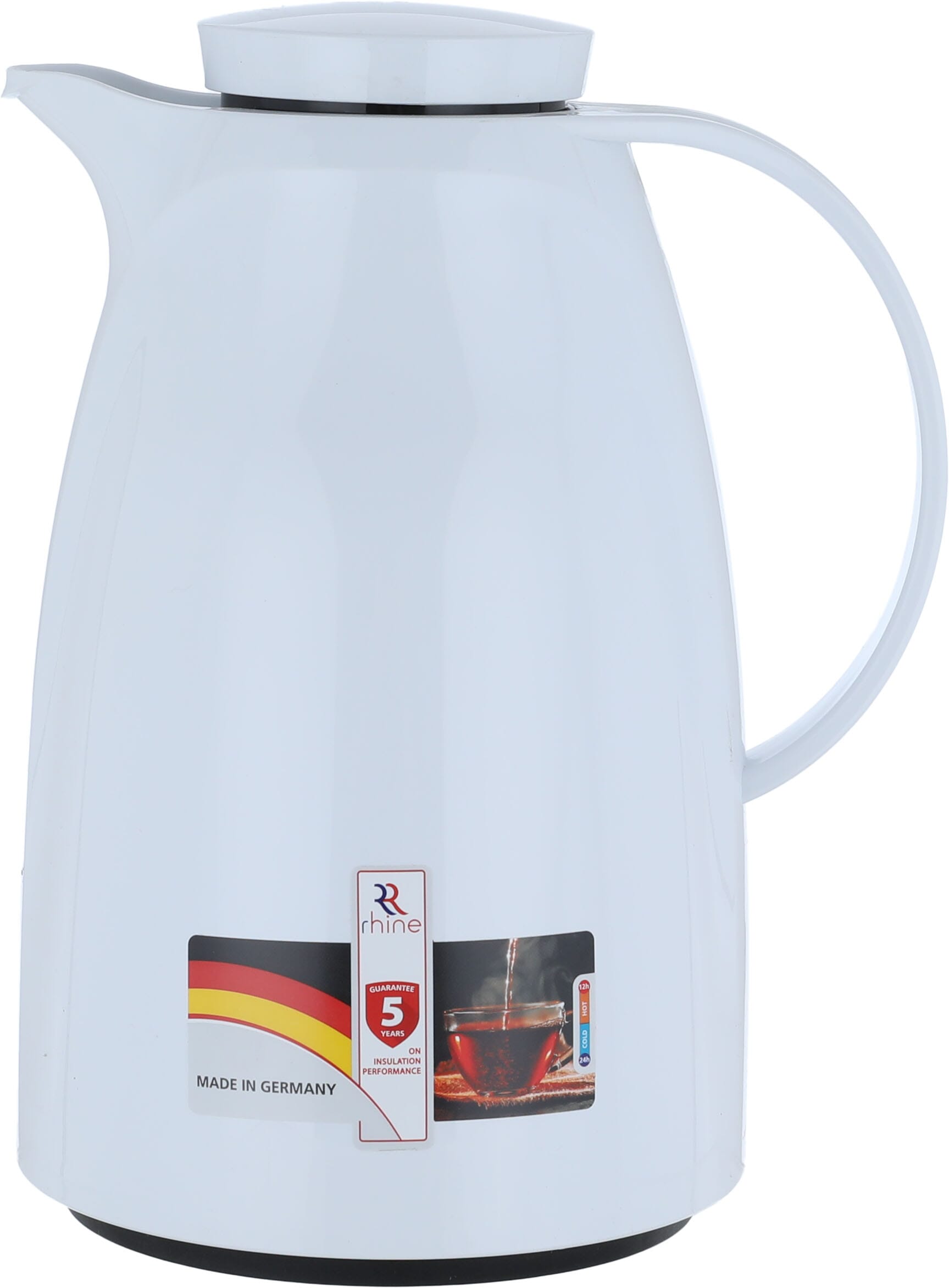 ترمس الراين، 2 لتر، هيكل داخلي زجاج، هيكل خارجي بلاستيك - ابيض product image 1
