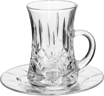 طقم تقديم شاي وقهوة زجاج سوليتير كريستال، 18 قطعة - شفاف product image 3