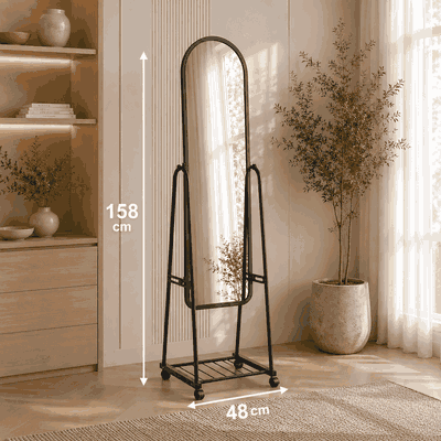 مراية ستاند زجاج، 158×48 سم، ستاند معدن - اسود product image 3