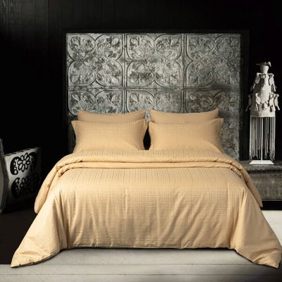 طقم مفرش فندقي مزدوج قطن الحبيب، 7 قطع، 500 غرزة - بيج product image 2