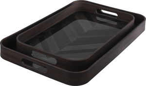 Al Saif Gallery Wooden Tray Set, Rectangular, 2 Pieces - Wooden Brown product image