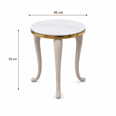 طقم طاولات سيراميك و معدن، 5 قطع - ذهبي ابيض product image 4