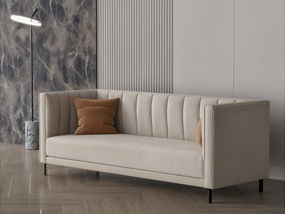Modern Swedish wood sofa, 215x80x40 cm, velvet fabric - beige product image 3