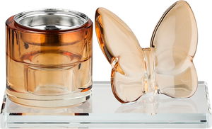 مبخرة زجاج السيف غاليري، قاعدة مزينة فراشة عسلي، 13x7x6 سم - شفاف عسلي product image