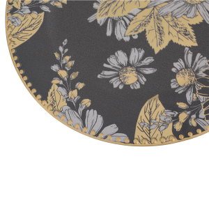 Al Saif Gallery Serving Plate, 33 x 33 x 1.2 cm, Round, Rose Patterned - Black/Gold product image 2