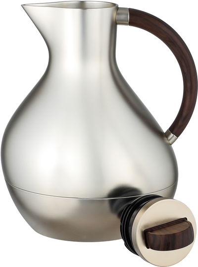 Al Saif Gallery Layal Thermos Set, 0.6/0.9 Liter, 2 Pieces, Glass Interior, Plastic Exterior, Wooden Handle, Push Button - Wooden Silver product image 5