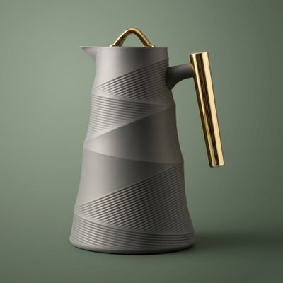 ترمس بامبو جلوري، 1 لتر، حافظة داخلية زجاج - رمادي product image 1