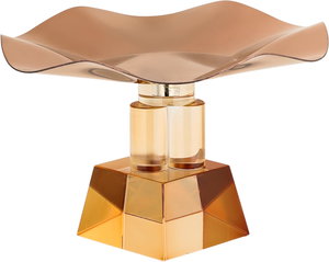 ستاند تقديم ستانلس استيل السيف غاليري، 17x17x10 سم، قاعدة مربع زجاج، مموج - نحاسي product image 2