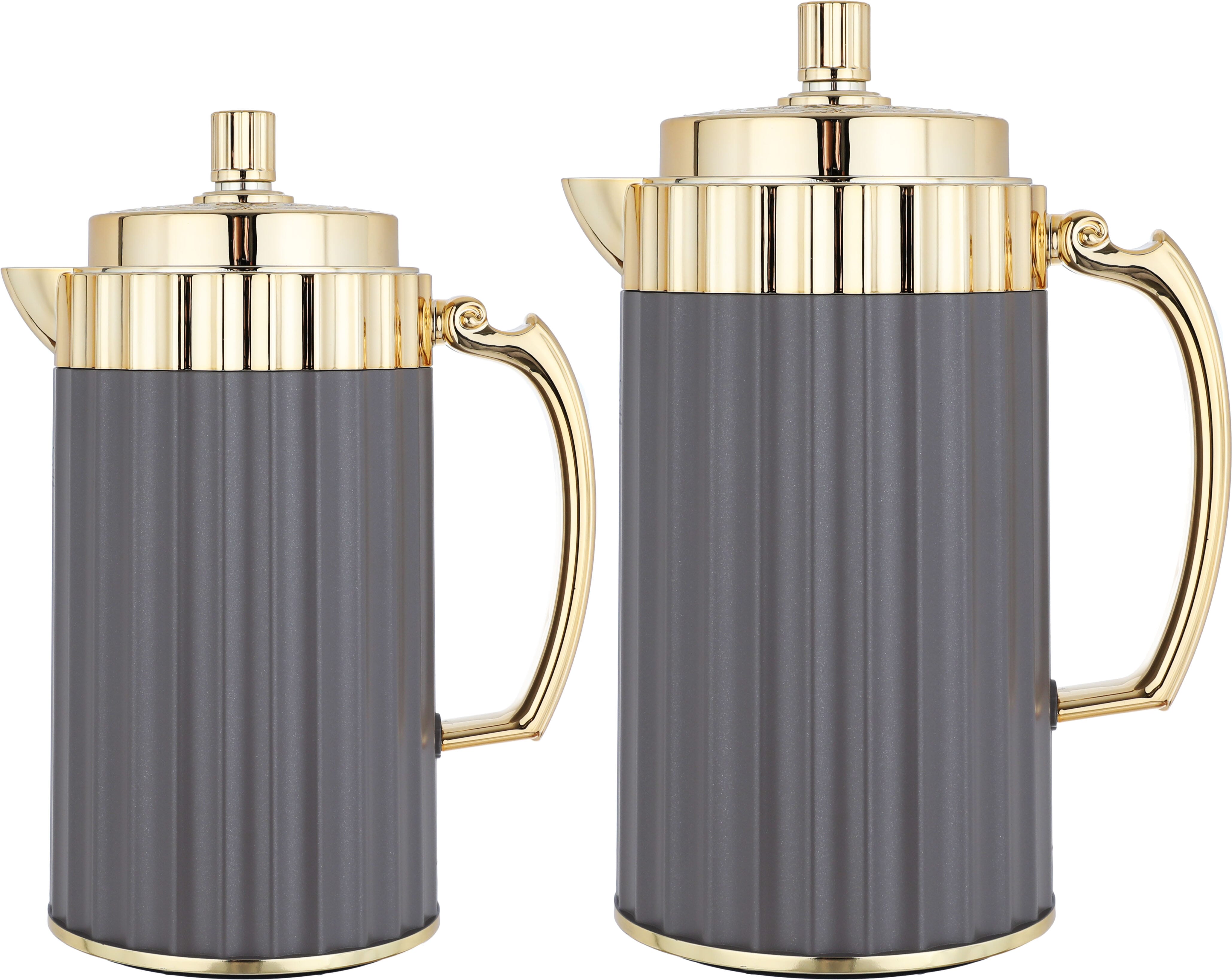 Al Saif Gallery Eva Thermos Set, 1 L/0.75 L, 2 pieces, thermal glass inner shell, plastic outer shell - light brown product image