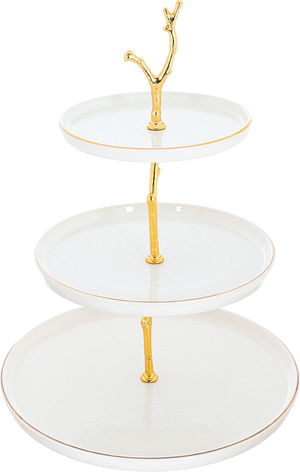 Al Saif Gallery Porcelain Dessert Serving Stand, 3 Levels - White product image
