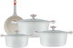 طقم قدور داي كاست الومنيوم روبوست، 7 قطع، غطاء زجاج، يد سيليكون - كريمي product image 1