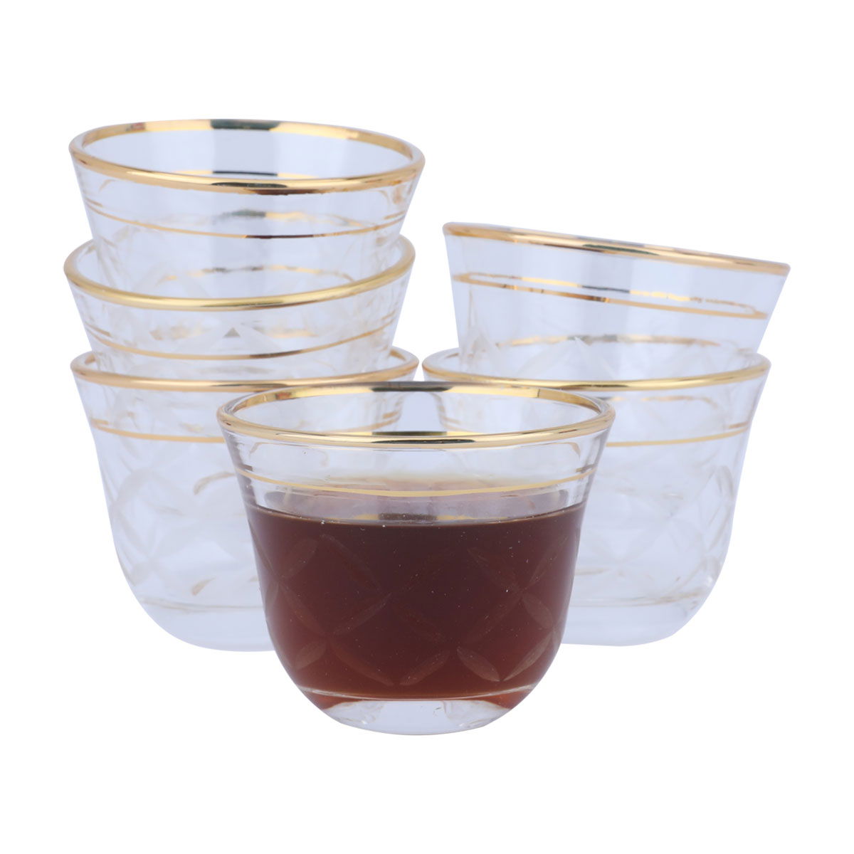 طقم تقديم شاي وقهوة زجاج السيف غاليري، بذهبي، 26 قطعة - شفاف product image 3