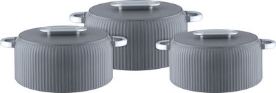 طقم حافظة طعام بلاستيك السيف غاليري، خامة داخلية ستاينلس استيل، 3 قطع، دائري - رمادي product image 1