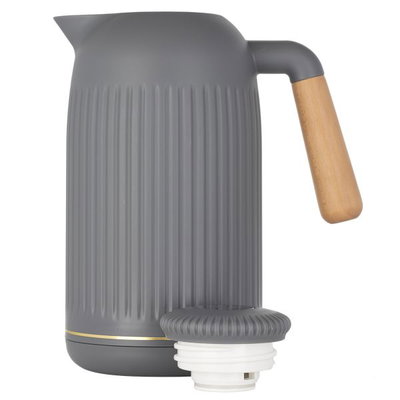 ترمس جايدا تايملس، 1 لتر، يد خشب، حافظة داخلية زجاج حراري - رمادي غامق product image 3
