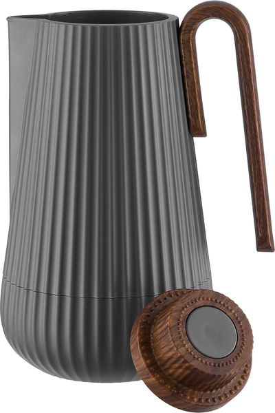 Glory Sumo Thermos, 1 liter, wooden handle, glass interior, push-button - dark gray wood finish product image 4