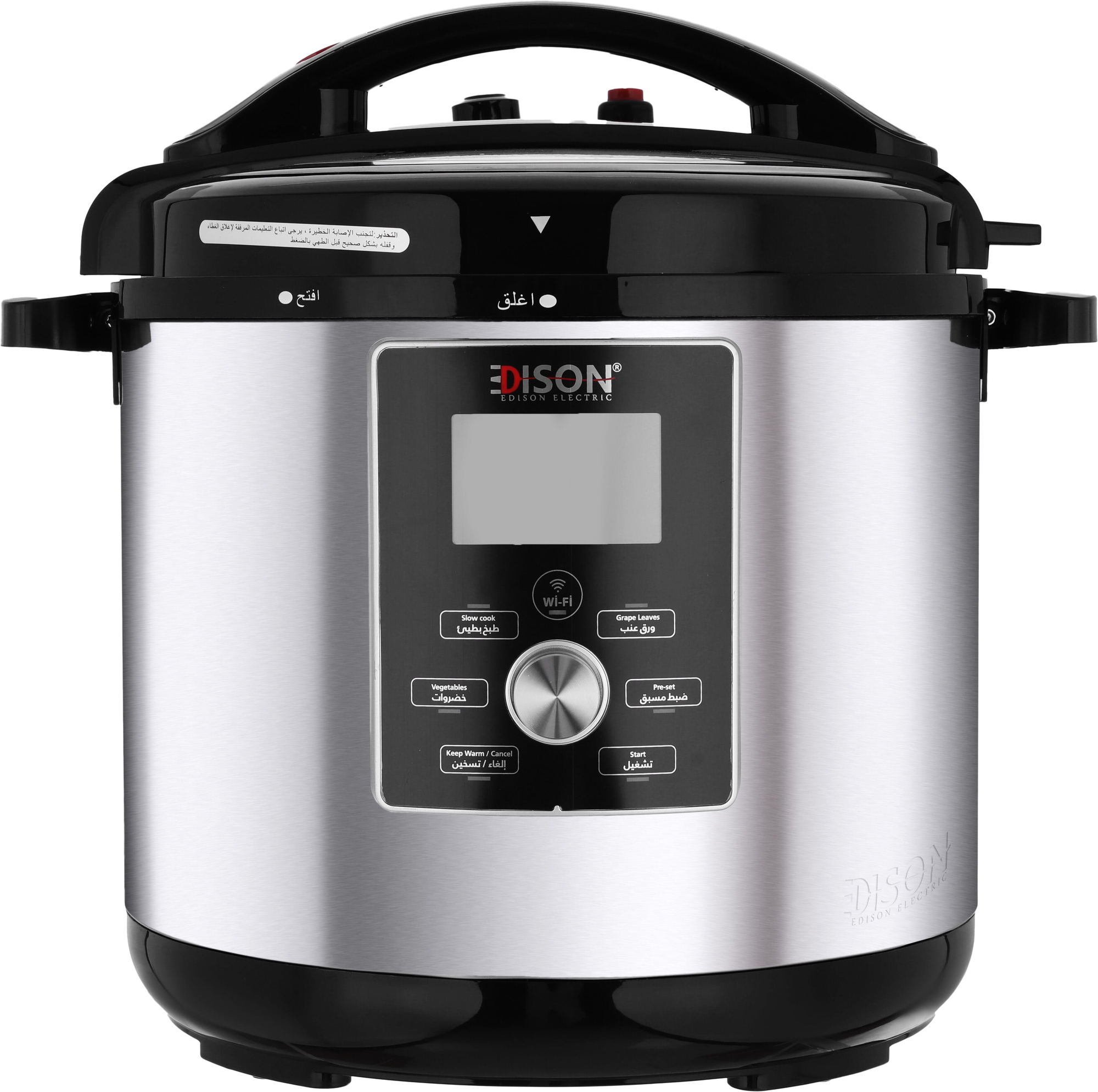 Edison Granite Pot Electric Pressure Cooker, 1600 Watts, 12 Liters, 11 Functions - Silver Black product image 1