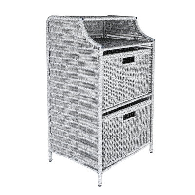 دولاب خوص وهج الماسة، 42×32×69 سم، درجين - رمادي فاتح product image 4