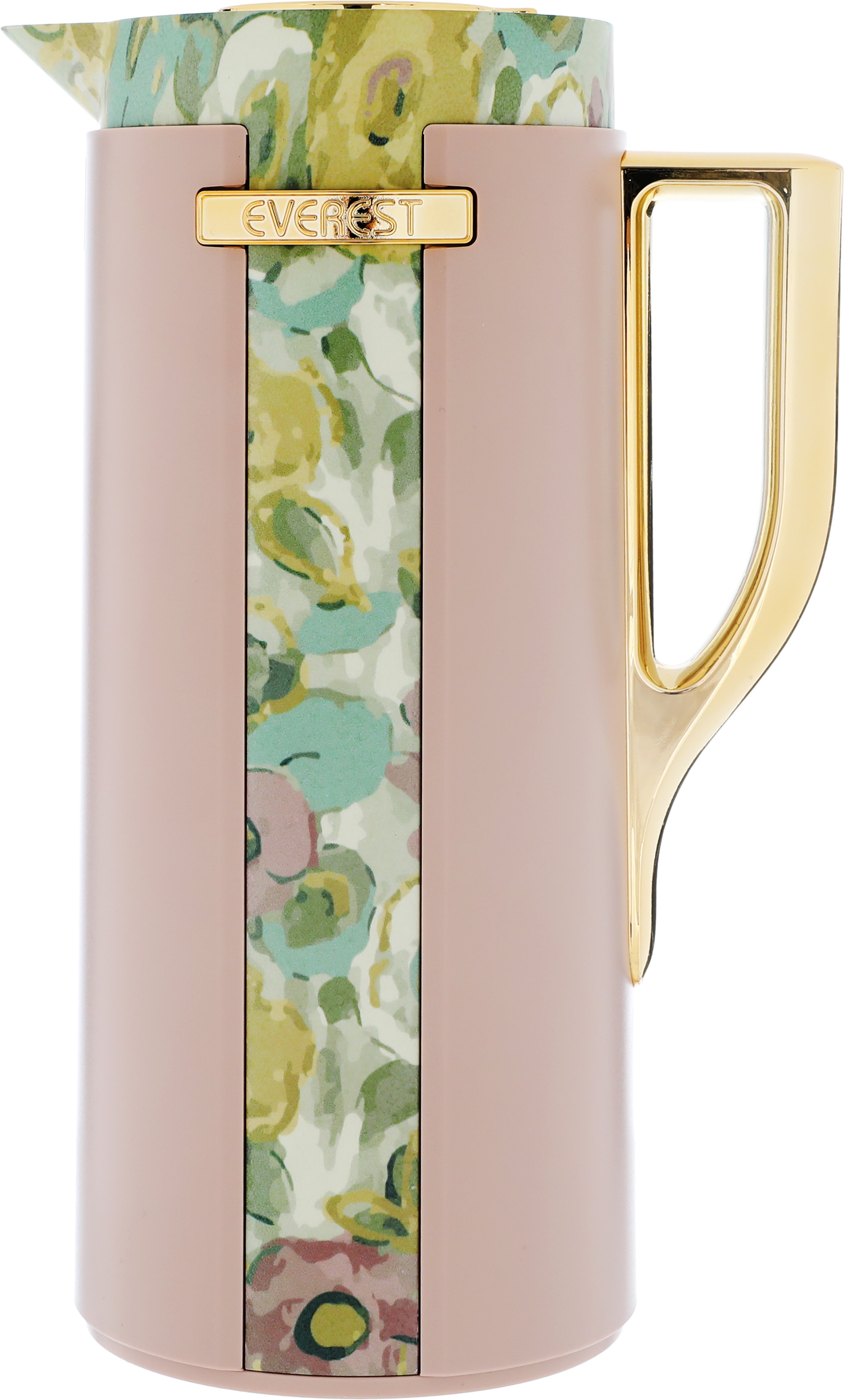 Everest Widad Thermos, rose pattern, 1 liter, thermal glass inner shell, plastic outer shell - brown product image