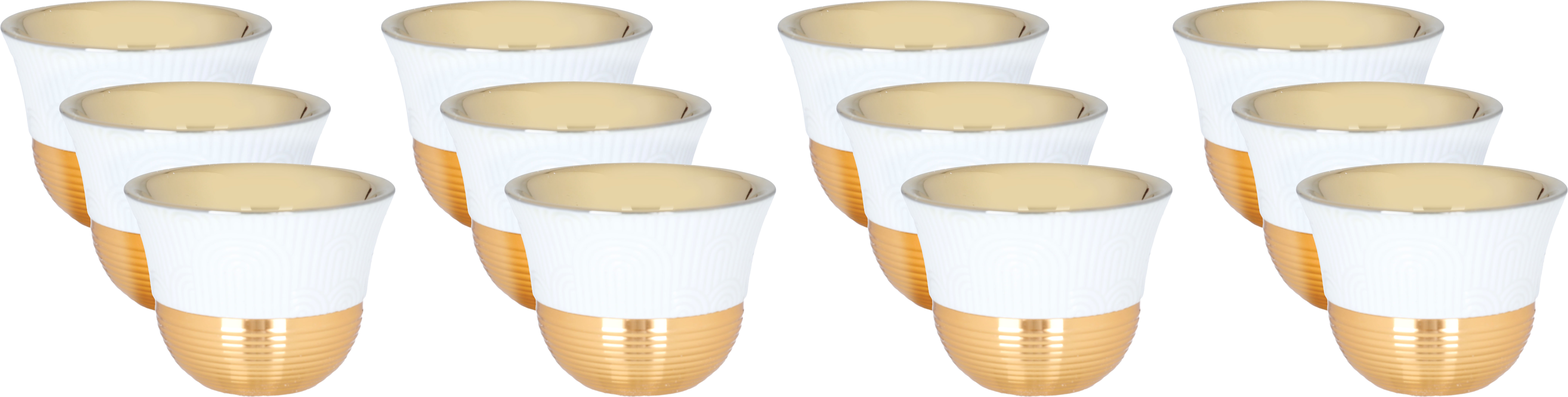 طقم فناجين قهوة عربي(امبير) بورسلان السيف غاليري، 12حبة - أبيض بذهبي product image