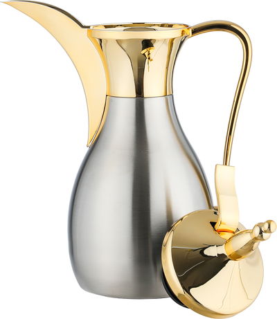 Alsaif plus Thermos in the shape of a Diwan Dallah, 0.75 liters, inner material: glass, pressure cap - silver Gold product image 4