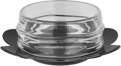 Al Saif Gallery Glass Serving Bowl, 14/9 cm, 2 pieces, Metal Base - Glossy Black Clear product image 2