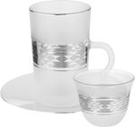 طقم تقديم شاي وقهوة زجاج واستيل السيف غاليري، 18 قطعة - شفاف فضي product image 2