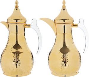 Al Saif Gallery Haila Thermos set, 1.2/1.2 litres, crystal handle, two pieces, steel inner case, steel outer case - gold product image 2