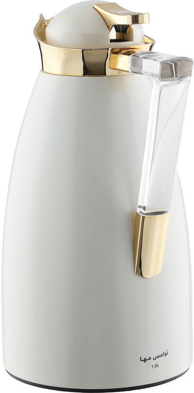 ترمس السيف غاليري، قطعتين، 1/1 لتر، بيد شفاف، حافظة داخلية زجاج حراري، هيكل خارجي استيل - بيج product image 7