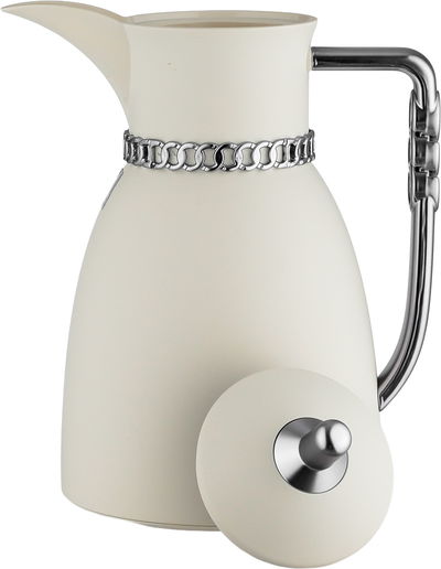 Al Saif Gallery Bayan Thermos Set, 0.7/1 Liter, 2 Pieces, Tempered Glass Inner Container, Silver Handle - Matte White product image 9