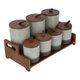 طقم علب بهارات المونيوم السيف غاليري، 7 قطع، 700/400 مل، ستاند خشبي - رمادي غامق product image 3