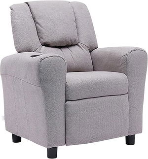 كرسي استرخاء خشب باك كومفورت، 48×62×70 سم، خامة خارجية جلد - رمادي فاتح product image