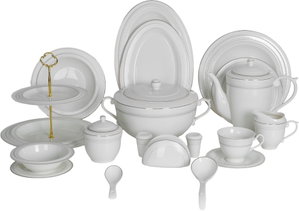 طقم سفرة لينا شيب بورسلان السيف غاليري، 65 قطعة، دائري - ابيض product image