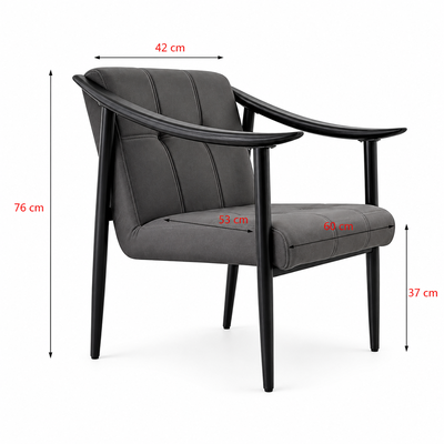 كرسي مودرن خشب MDF، 76×60×53 سم، قماش شانيل - رمادي داكن product image 2