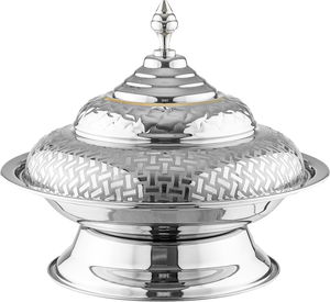 صحن تقديم غوزي استيل السيف غاليري، 30 سم، غطاء منقوش - فضي product image