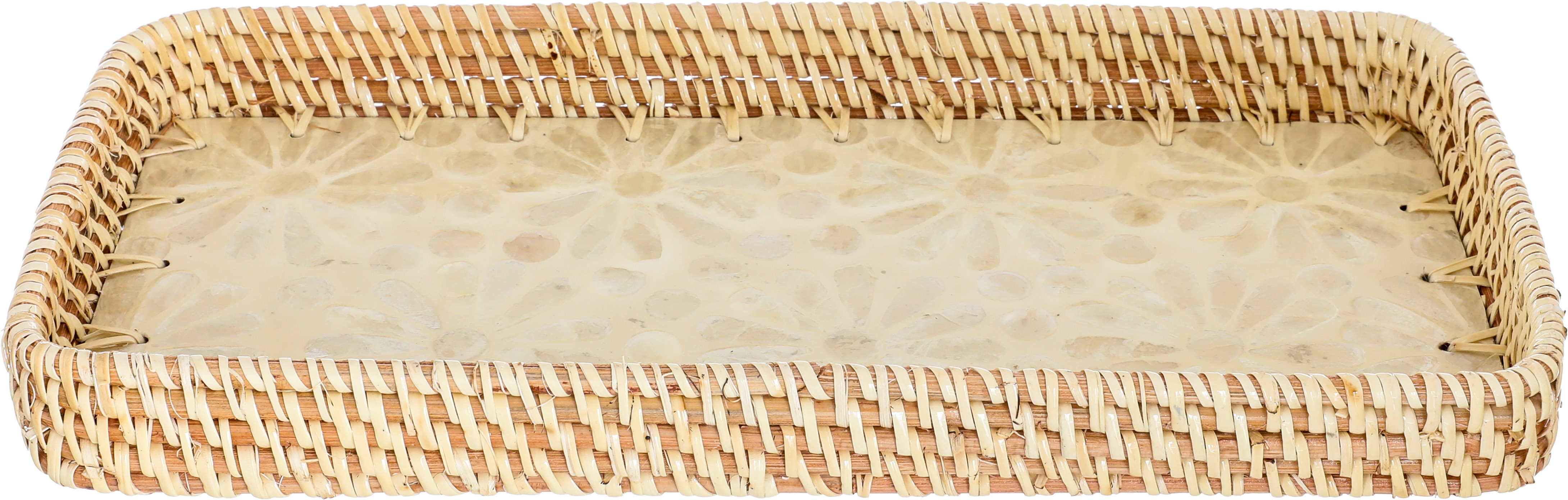 Tofariyah Al Saif Gallery Wicker Toufia, 37 x 17 x 3 cm, rectangle, scalloped pattern - beige product image