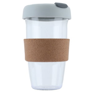 Al Saif Gallery Glass Mug with Gray Lid, 454 ml, with Strap - Clear product image