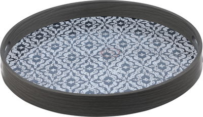 Al Saif Gallery Wooden Tray Set, Round, 2 Pieces - Wood Gray product image 2