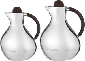 Al Saif Gallery Layal Thermos Set, 0.6/0.9 Liter, 2 Pieces, Glass Interior, Plastic Exterior, Wooden Handle, Push Button - Wooden Silver product image 2